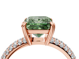Rose gold Fancy Green Princess  Cut Pave Diamond Engagement Ring with Channel Set Band and Four-Prong Setting_4