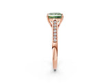 Rose gold Fancy Green Princess Cut Solitaire Cathedral Diamond Engagement Ring with Channel-Set Band and Four-Prong Setting_5