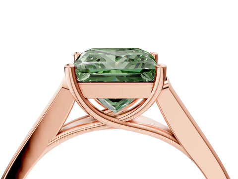 Rose gold Fancy Green Princess Cut Solitaire Cathedral Diamond Engagement Ring with Channel-Set Band and Four-Prong Setting_7