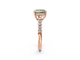 Rose gold Fancy Green Princess Cut Solitaire Diamond Engagement Ring with Pavé Band and Six-Prong Setting_14