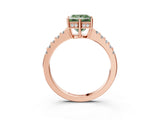 Rose gold Fancy Green Princess Cut Solitaire Diamond Engagement Ring with Pavé Band and Six-Prong Setting_15