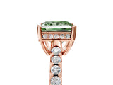 Rose gold Fancy Green Princess Cut Solitaire Diamond Engagement Ring with Pavé Band and Six-Prong Setting_17