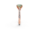 Rose gold Fancy Green Princess  Cut Solitaire Diamond Engagement Ring with Pave Band and Four-Prong Setting_2