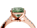 Rose gold Fancy Green Princess  Cut Solitaire Diamond Engagement Ring with Pave Band and Four-Prong Setting_4