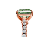Rose gold Fancy Green Princess  Cut Solitaire Diamond Engagement Ring with Pave Band and Four-Prong Setting_5