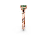 Rose gold Fancy Green Princess Cut Solitaire Diamond Engagement Ring with Twisted Pave Band and Four-Prong Setting_5