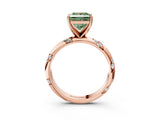 Rose gold Fancy Green Princess Cut Solitaire Diamond Engagement Ring with Twisted Pave Band and Four-Prong Setting_6