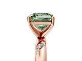 Rose gold Fancy Green Princess Cut Solitaire Diamond Engagement Ring with Twisted Pave Band and Four-Prong Setting_8