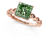 Rose gold Fancy Green Princess Cut Solitaire Diamond Ring with Infinity Twist Band and Four-Prong Setting_1