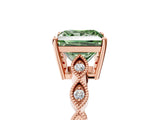 Rose gold Fancy Green Princess Cut Solitaire Diamond Ring with Infinity Twist Band and Four-Prong Setting_5