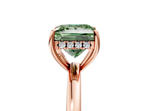 Rose gold Fancy Green Princess Cut Solitaire Diamond Ring with Prong Setting and Plain Band_5