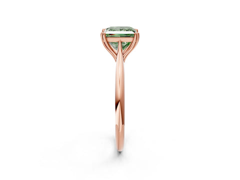 Rose gold Fancy Green Princess Cut Solitaire Diamond Ring with Six-Prong Setting and Classic Band_2