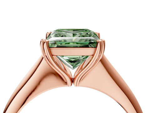 Rose gold Fancy Green Princess Cut Solitaire Diamond Ring with Six-Prong Setting and Classic Band_4