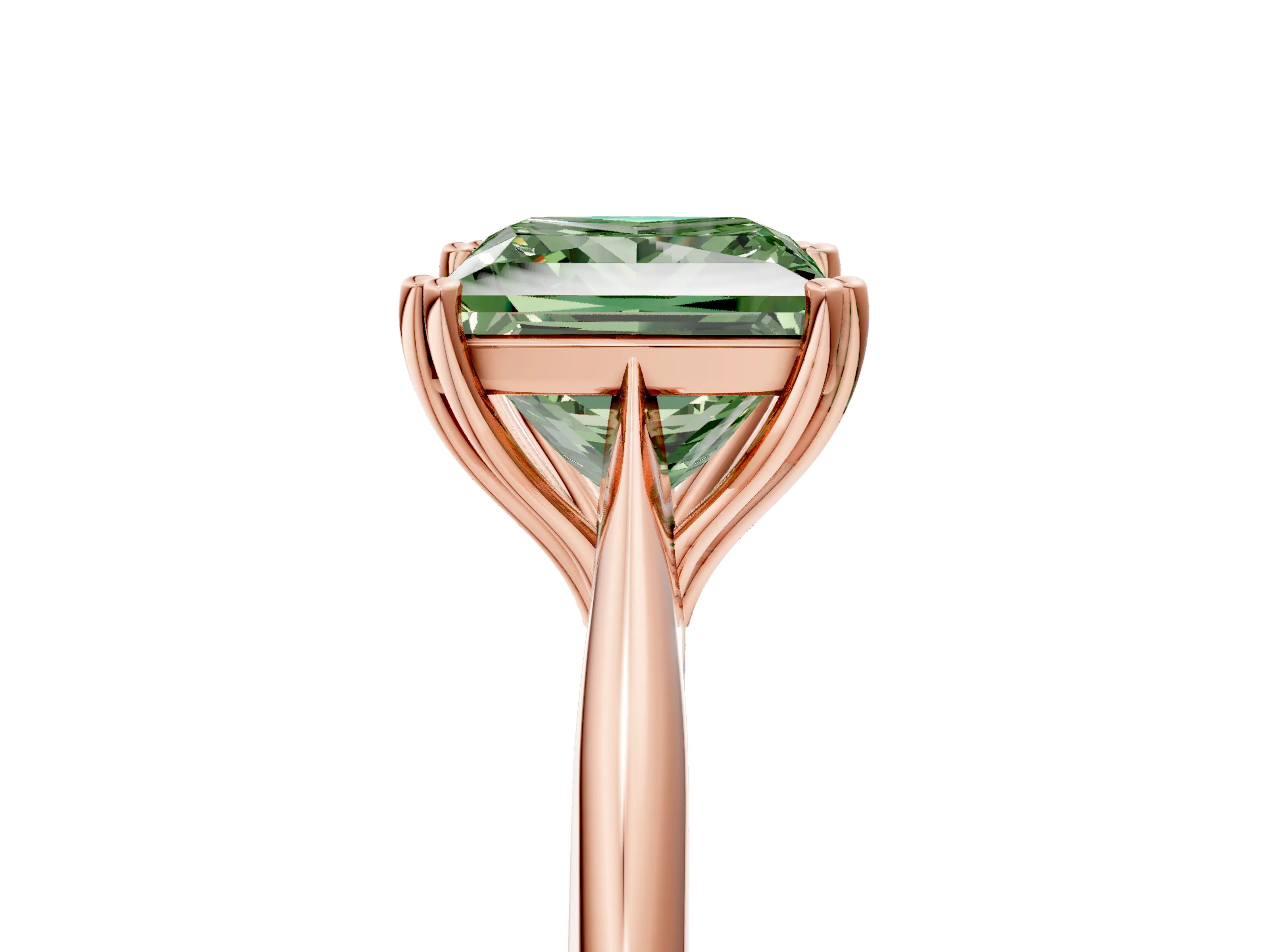 Rose gold Fancy Green Princess Cut Solitaire Diamond Ring with Six-Prong Setting and Classic Band_5