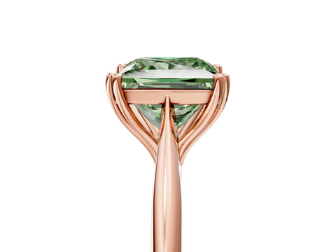 Rose gold Fancy Green Princess Cut Solitaire Diamond Ring with Six-Prong Setting and Classic Band_5