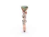Rose gold Fancy Green Princess  Cut Solitaire Diamond Twisted Band with Pave Setting_2