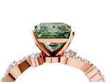 Rose gold Fancy Green Princess  Cut Solitaire Diamond Twisted Band with Pave Setting_4