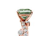 Rose gold Fancy Green Princess  Cut Solitaire Diamond Twisted Band with Pave Setting_5