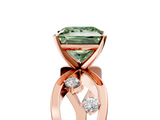 Rose gold Fancy Green Princess  Cut Solitaire Diamond with Side Stones on Criss-Cross Band and Four-Prong Setting_5
