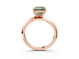 Rose gold Fancy Green Princess  Cut Solitaire Engagement Ring with Flat Band and Four-Prong Setting 4