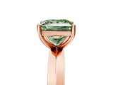 Rose gold Fancy Green Princess  Cut Solitaire Engagement Ring with Flat Band and Four-Prong Setting