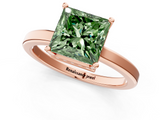 Rose gold Fancy Green Princess  Cut Solitaire Engagement Ring with Four-Prong Setting on a Classic Band_1