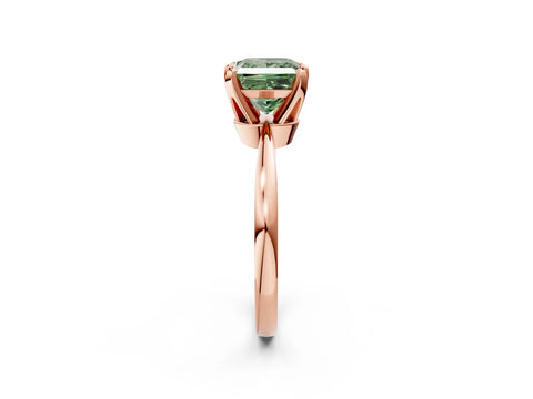 Rose gold Fancy Green Princess Cut Solitaire Engagement Ring with Six-Prong Setting and Tapered Band_2
