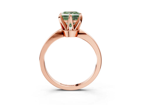 Rose gold Fancy Green Princess Cut Solitaire Engagement Ring with Six-Prong Setting and Tapered Band_3