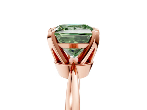 Rose gold Fancy Green Princess Cut Solitaire Engagement Ring with Six-Prong Setting and Tapered Band_5