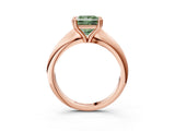 Rose gold Fancy Green Princess  Cut Solitaire Engagement Ring with Tapered Band and Four-Prong Setting 3