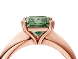 Rose gold Fancy Green Princess  Cut Solitaire Engagement Ring with Tapered Band and Four-Prong Setting 4