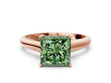 Rose gold Fancy Green Princess Cut Solitaire Engagement Ring with Tapered Band and Four-Prong Setting_3