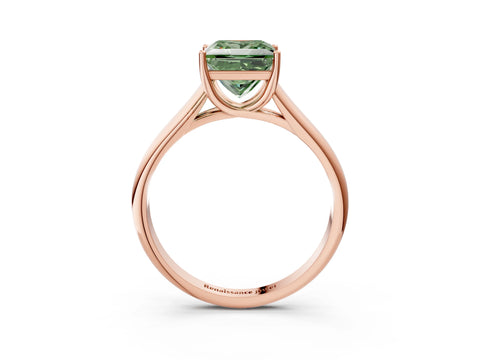Rose gold Fancy Green Princess Cut Solitaire Engagement Ring with Tapered Band and Four-Prong Setting_6