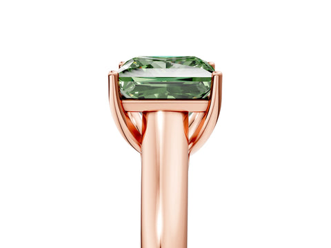 Rose gold Fancy Green Princess Cut Solitaire Engagement Ring with Tapered Band and Four-Prong Setting_8