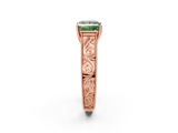 Rose gold Fancy Green Princess  Cut Solitaire Engraved Band with Four-Prong Setting_2