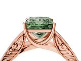 Rose gold Fancy Green Princess  Cut Solitaire Engraved Band with Four-Prong Setting_4