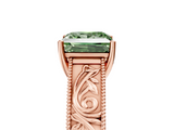 Rose gold Fancy Green Princess  Cut Solitaire Engraved Band with Four-Prong Setting_5