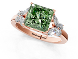 Rose gold Fancy Green Princess  Cut Solitaire Floral Diamond Ring with Four-Prong Setting_1