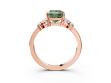 Rose gold Fancy Green Princess  Cut Solitaire Floral Diamond Ring with Four-Prong Setting_3