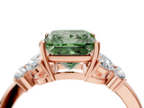 Rose gold Fancy Green Princess  Cut Solitaire Floral Diamond Ring with Four-Prong Setting_4