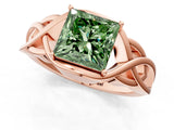 Rose gold Fancy Green Princess Cut Solitaire Intertwined Band Prong Setting Ring_1