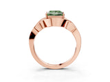 Rose gold Fancy Green Princess Cut Solitaire Intertwined Band Prong Setting Ring_3