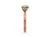 Rose gold Fancy Green Princess Cut Solitaire Milgrain Engraved Band with Four-Prong Setting_2