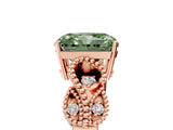 Rose gold Fancy Green Princess Cut Solitaire Milgrain Leaf Band with Prong Setting_5