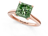 Rose gold Fancy Green Princess  Cut Solitaire Ring with Cathedral Band and Four-Prong Setting_1