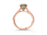Rose gold Fancy Green Princess  Cut Solitaire Ring with Cathedral Band and Four-Prong Setting_3