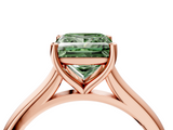 Rose gold Fancy Green Princess  Cut Solitaire Ring with Cathedral Band and Four-Prong Setting_4