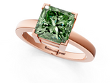 Rose gold Fancy Green Princess  Cut Solitaire Ring with Four-Prong Setting and Classic Band_1