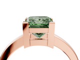 Rose gold Fancy Green Princess  Cut Solitaire Ring with Four-Prong Setting and Classic Band_4