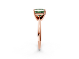 Rose gold Fancy Green Princess  Cut Solitaire Ring with Four-Prong Setting on a Classic Band_2